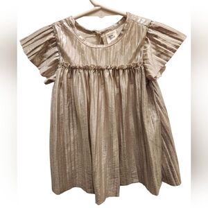 Baby B'gosh Champagne Gold Metallic Pleated Dress 6M